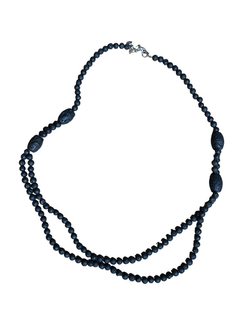 Collar Tesoro TPS Piedras Volcánicas Negro-Talla U