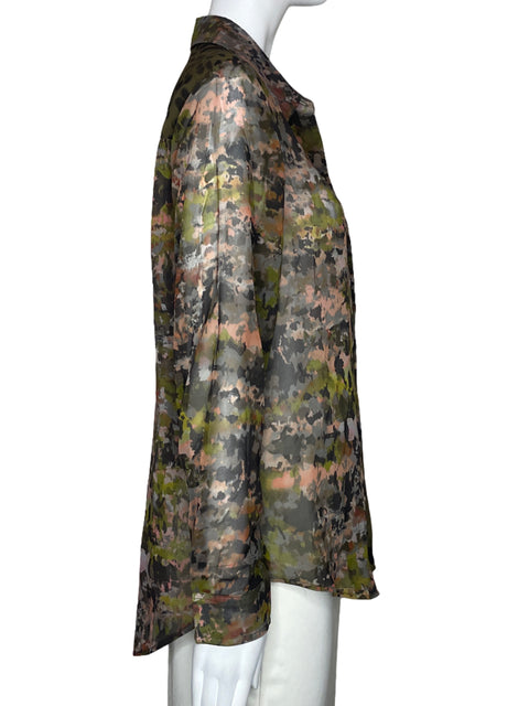 Camisa Desigual Estampado Leopardo Verde-Talla XL