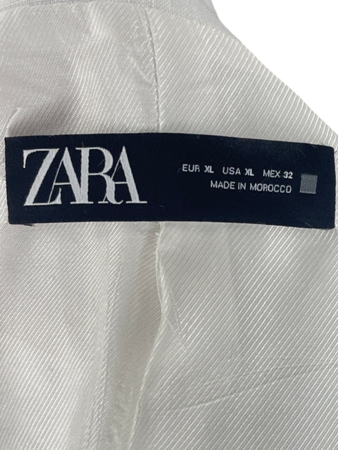 Blazer Zara Sin Botones Bolsillo Blanco-Talla XL