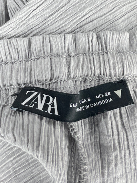 Pantalon Zara Crinkle Gris-Talla S