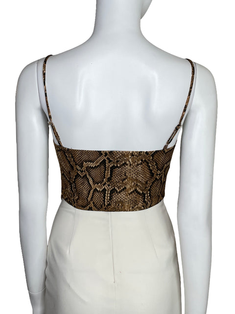 Top Zara Animal Print Tirantes Beige-Talla S