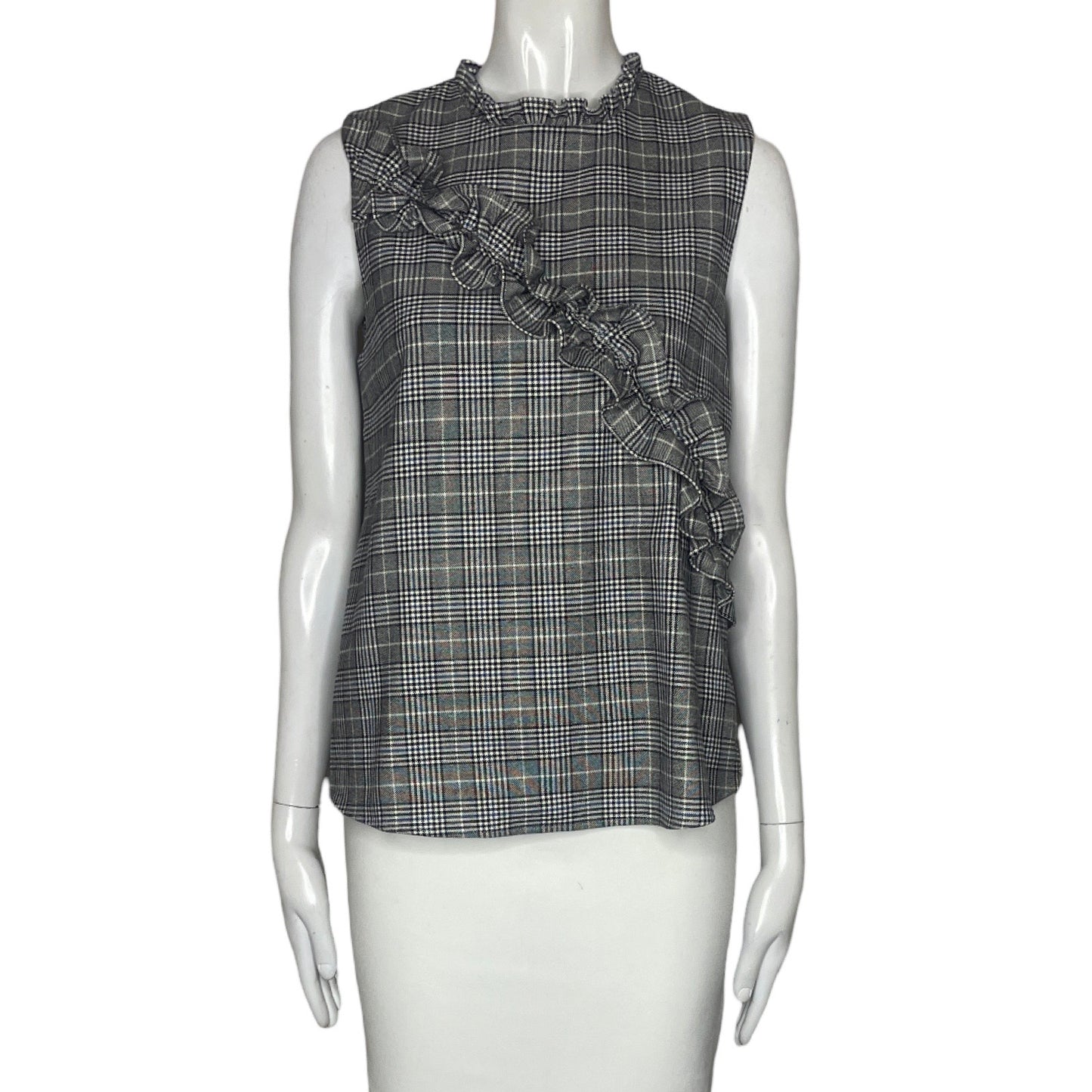 Blusa Zara Cuadros Gris-Talla S