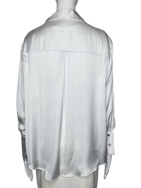 Camisa Zara Fluida Satinada Blanco-Talla L