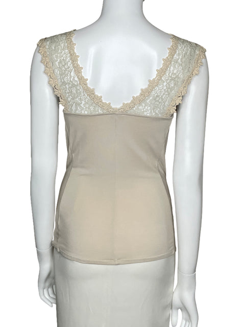 Top Express Encaje Sin Mangas Beige-Talla S