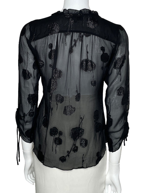 Blusa Hale Bob Manga Larga Negro-Talla XS