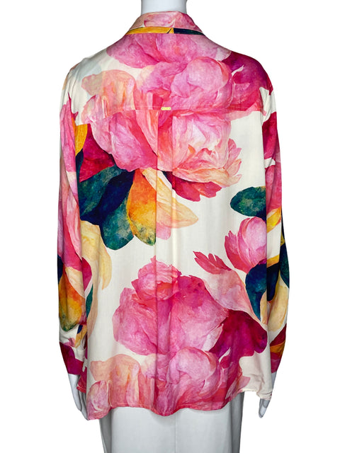 Camisa Esprit Estampado Floral Blanco-Talla XL
