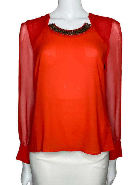 Blusa Lulumari Manga Larga Naranja-Talla S
