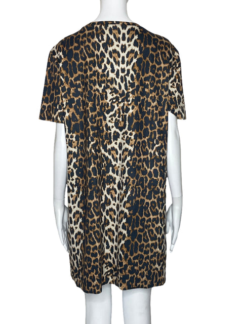 Vestido Zara Animal Print Bolsillo Marron-Talla L