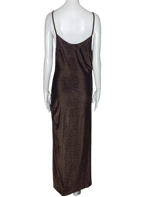 Vestido Naf Naf Tiras Metalizado Marron-Talla L