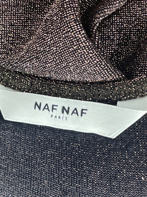Vestido Naf Naf Tiras Metalizado Marron-Talla L