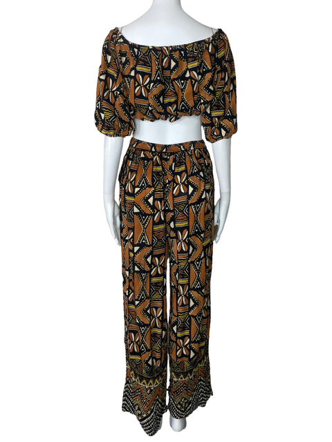 Set Zara Estampado Bohemio Marron-Talla S
