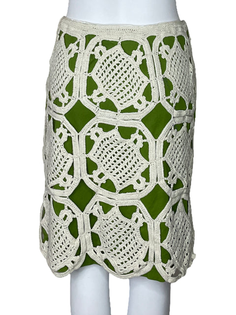 Falda Tory Burch Encaje Tejido Verde-Talla M