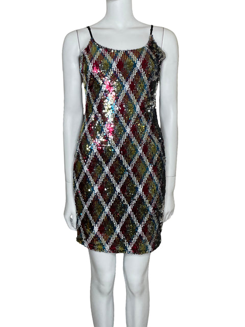 Vestido A3 Design Lentejuelas Tirantes Dorado-Talla M
