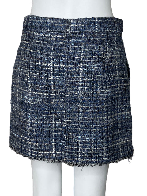 Falda Zara Mini Tweed Azul-Talla M