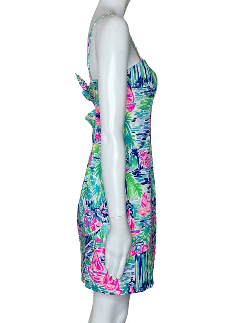 Vestido Lilly Pulitzer Tiras Estampado Verde-Talla 2