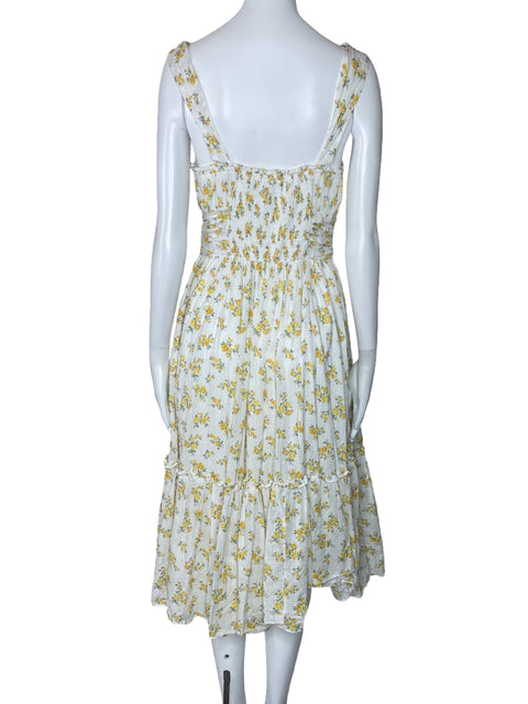 Vestido Lini Estampado Floral Blanco-Talla S