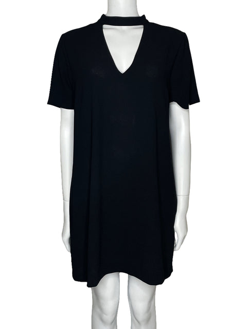 Vestido Zara Escote V Negro Manga Corta Negro-Talla XL