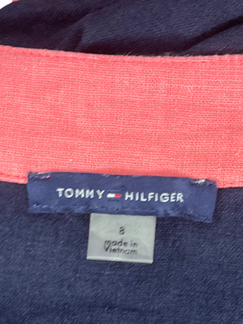 Vestido Tommy Hilfiger Cuello V Botones Azul-Talla 8