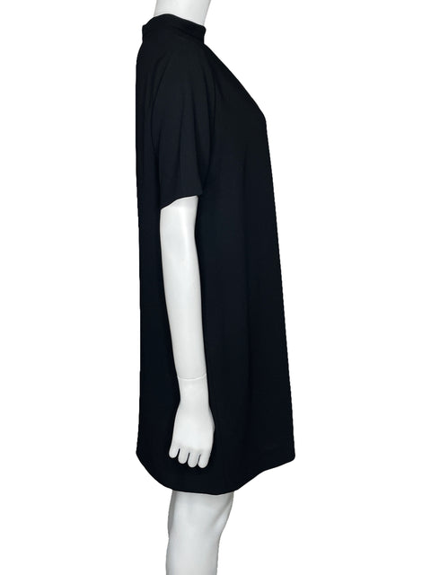 Vestido Zara Escote V Negro Manga Corta Negro-Talla XL