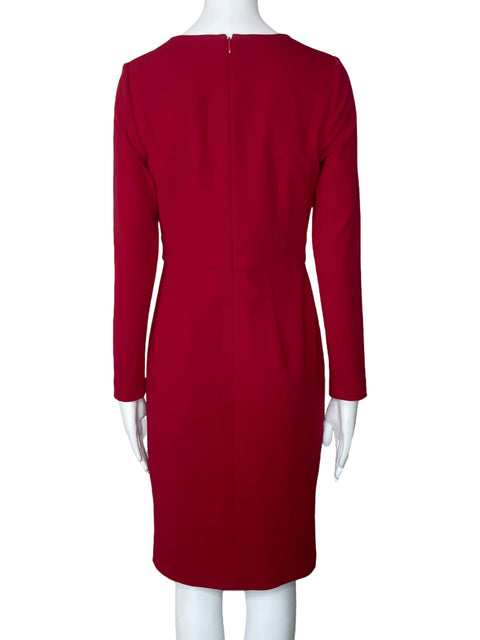 Vestido DKNY Drapeado Mangas Rojo-Talla 2