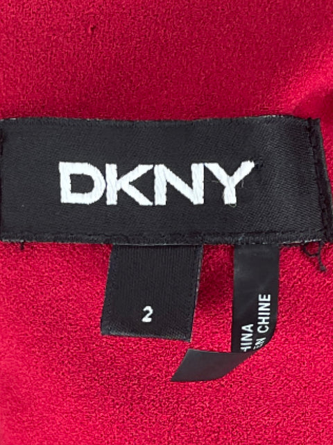 Vestido DKNY Drapeado Mangas Rojo-Talla 2