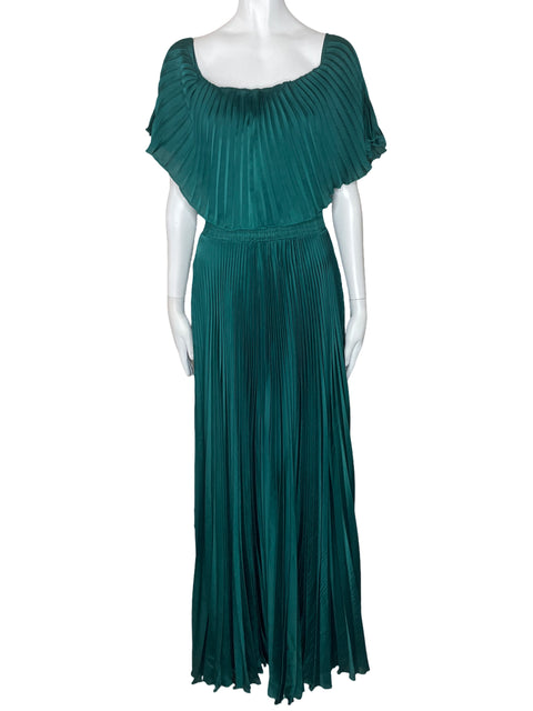 Vestido Misaza Maxi Plizado Verde-Talla S