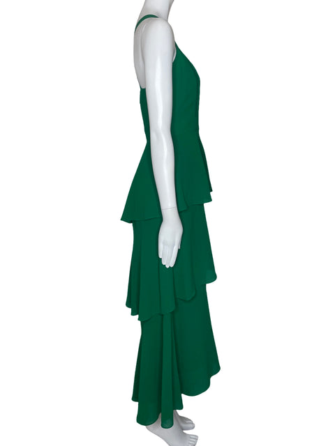 Vestido Belle Badgley Mischka Capas Tiras Verde-Talla 6