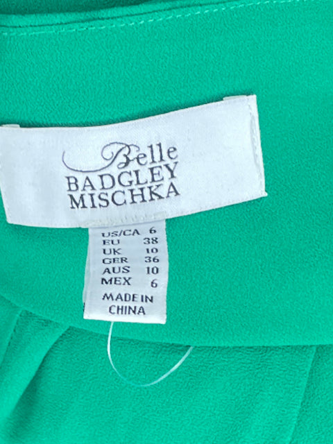 Vestido Belle Badgley Mischka Capas Tiras Verde-Talla 6