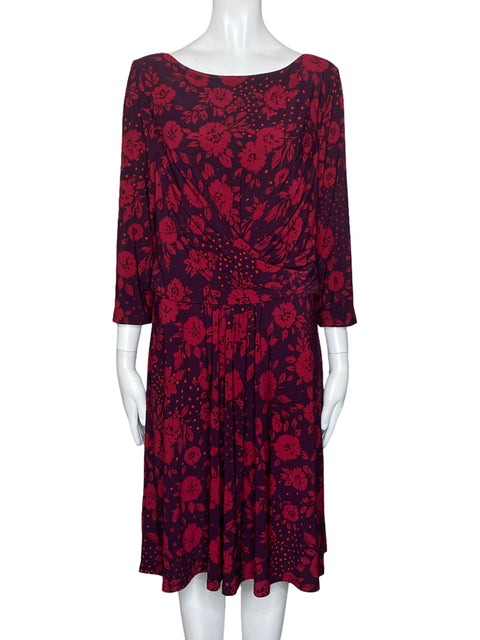 Vestido Tommy Hilfiger Flores Drapeado Rojo-Talla 12