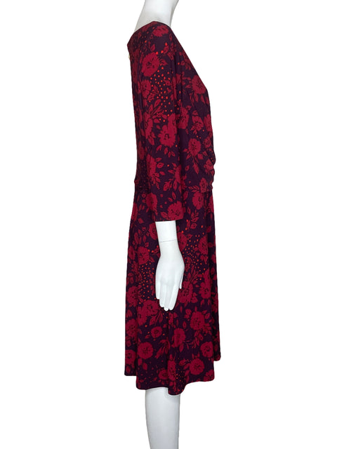 Vestido Tommy Hilfiger Flores Drapeado Rojo-Talla 12
