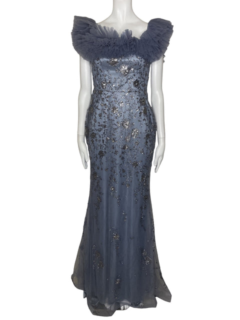 Vestido Cinderella Divine Encaje Vuelo Azul-Talla 8
