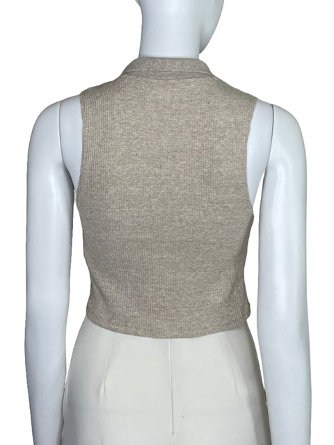 Top Zara Sin Mangas Ajustable Beige-Talla M