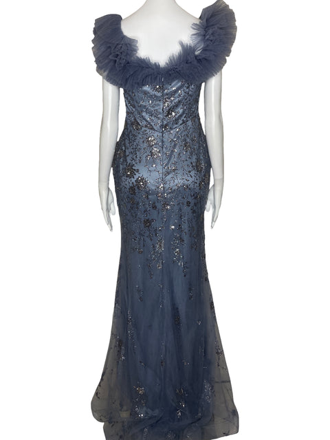 Vestido Cinderella Divine Encaje Vuelo Azul-Talla 8