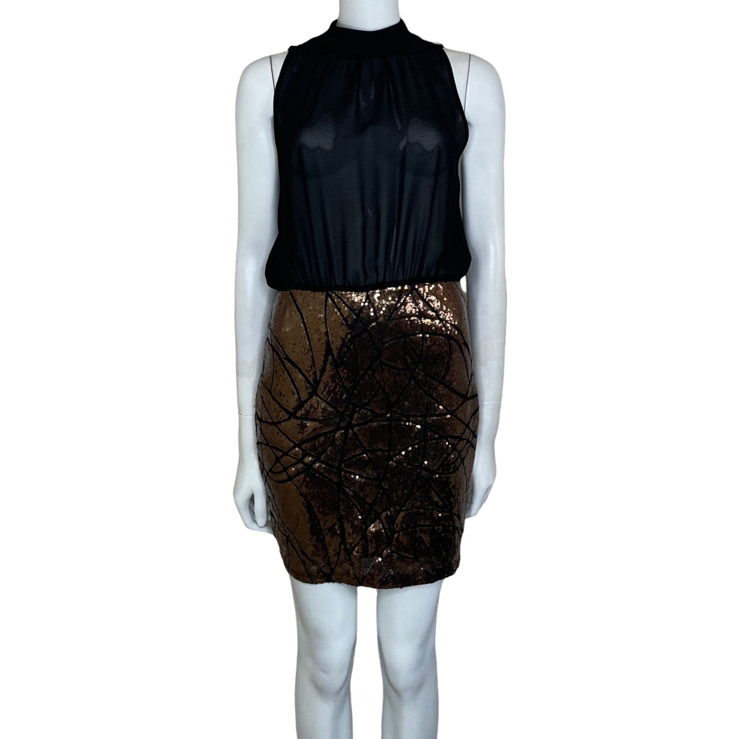 Vestido ESTAM Transparencia Lentejuelas Sin
Mangas Negro-Talla L