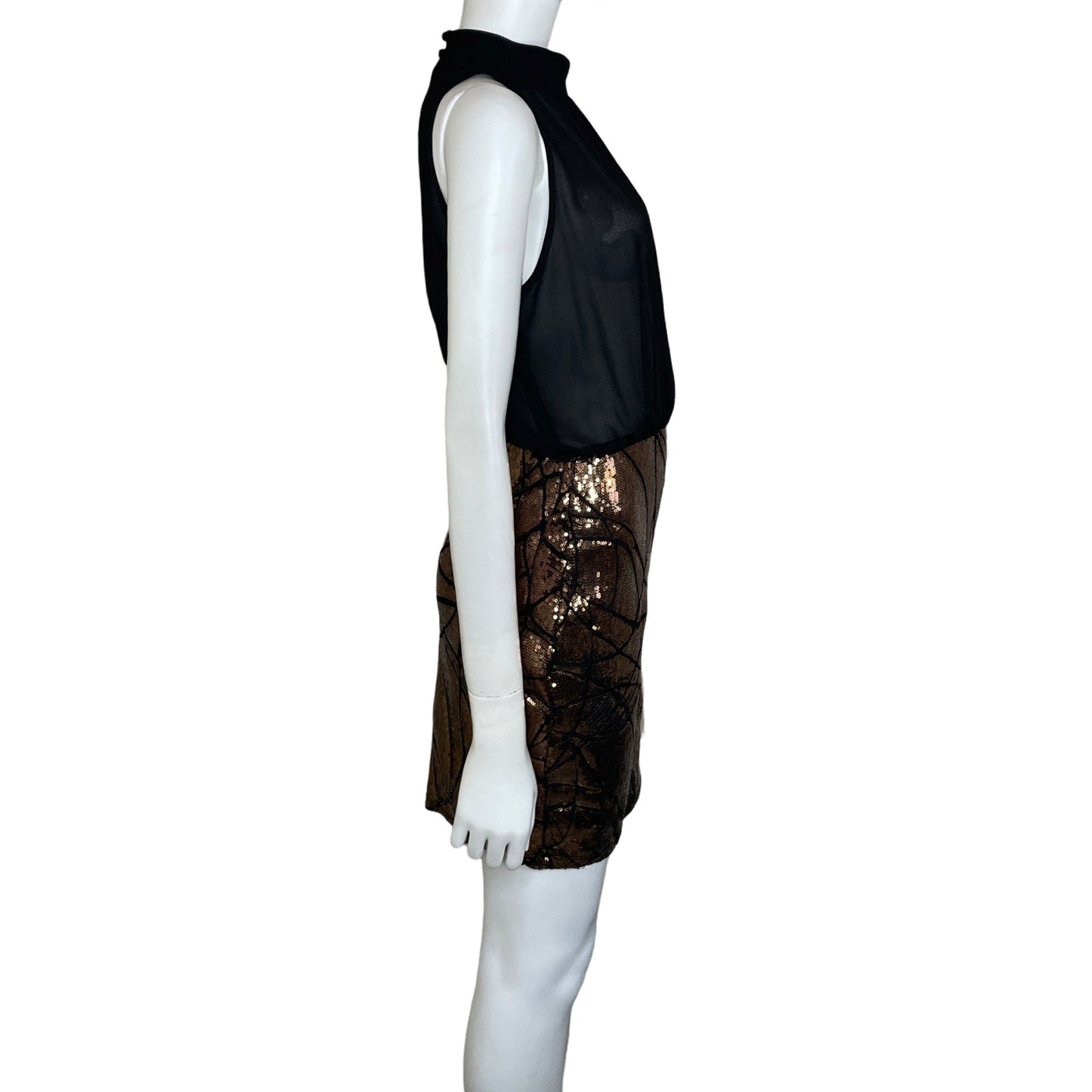 Vestido ESTAM Transparencia Lentejuelas Sin
Mangas Negro-Talla L