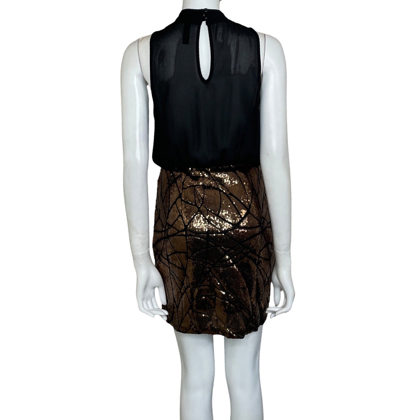 Vestido ESTAM Transparencia Lentejuelas Sin
Mangas Negro-Talla L