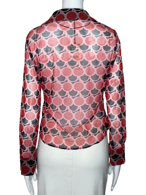 Blusa Zara Transparente Estampado Rojo-Talla M