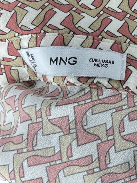 Camisa MNG Estampada Manga Larga Beige-Talla 8