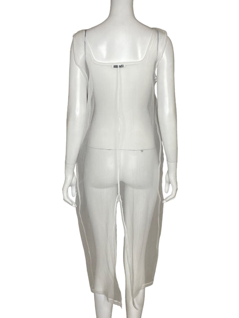Top Zara Slit Transparente Blanco - Talla S