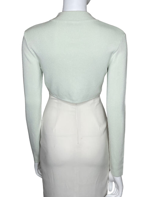 Sueter Zara Acanalado Crop Verde-Talla M