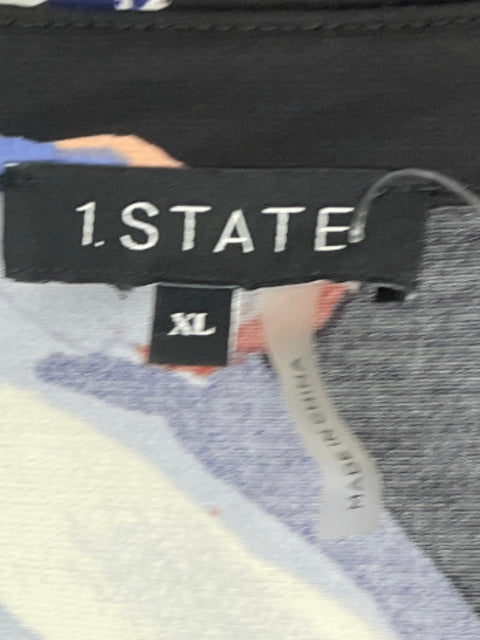 Vestido 1. State Cruzado Estampado Negro-Talla XL