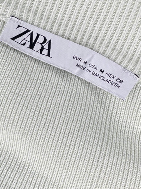 Sueter Zara Acanalado Crop Verde-Talla M