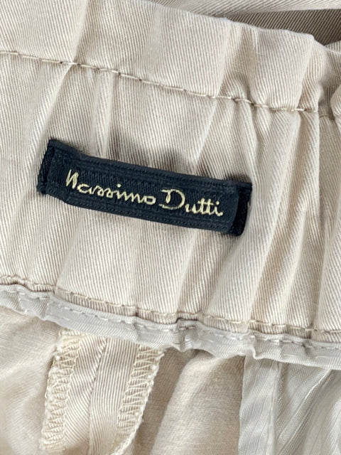 Pantalón Massimo Dutti Paper Bag Beige-Talla 6