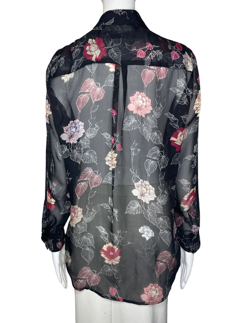 Camisa Equipment Estampado Floral Negro-Talla M