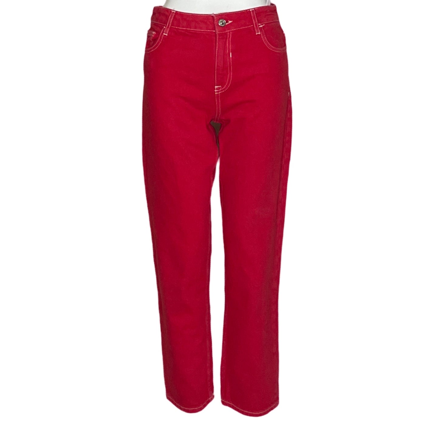 Pantalon MNG Denim Rojo-Talla 2