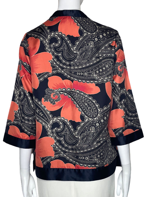 Blusa Ann Taylor Estampado Manga 3/4 Azul-Talla M