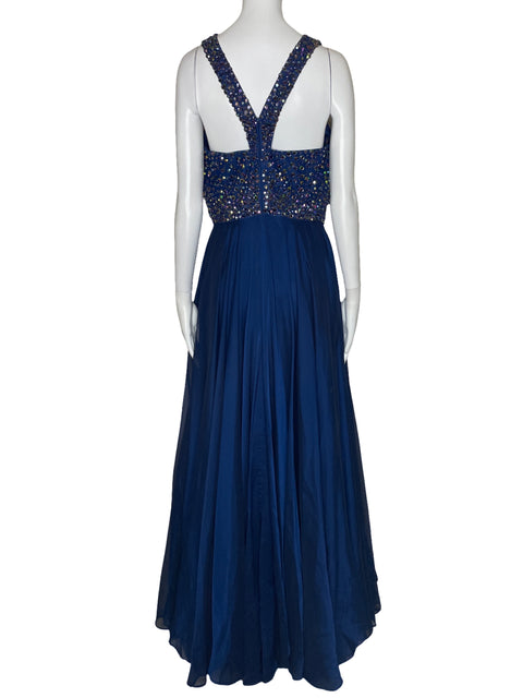 Vestido Sheri Hill Pedreria Azul-Talla 10