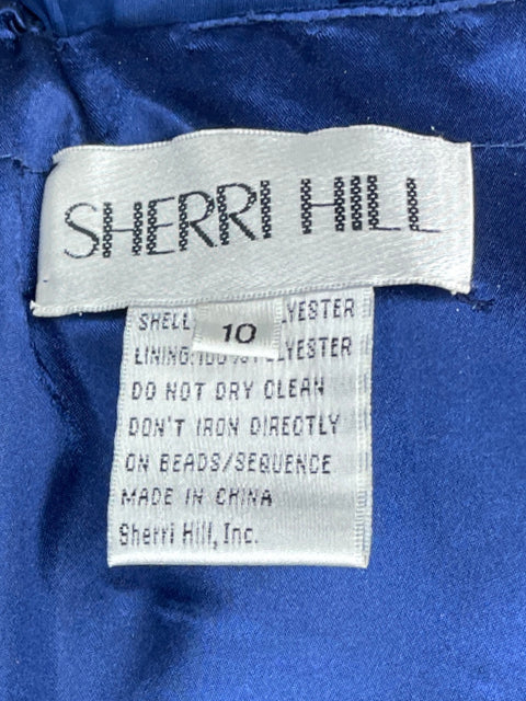 Vestido Sheri Hill Pedreria Azul-Talla 10