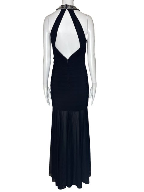 Vestido Xscape Strapless Pedrería Negro-Talla M