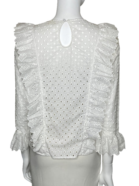 Blusa Especia Encaje Vuelos Blanco-Talla 8
